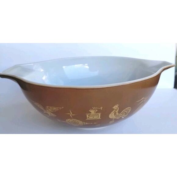 Pyrex Vintage 444 Brown Gold Cinderella 4Qt Mixing Bowl Early American - Picture 3 of 16